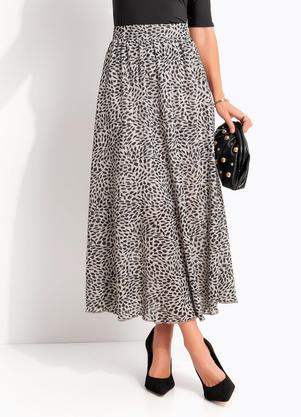 Saia (Pincelado Abstrato) em Malha Plissada