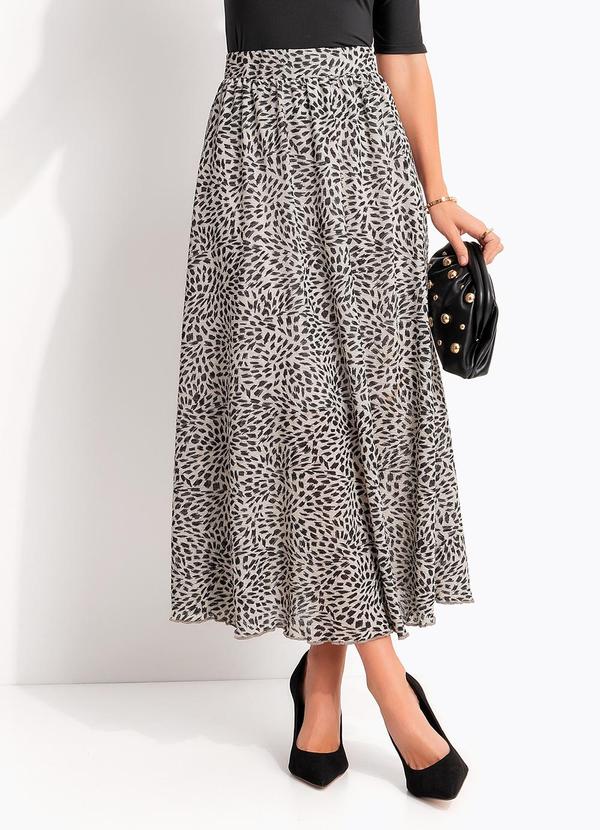 Saia (Pincelado Abstrato) em Malha Plissada