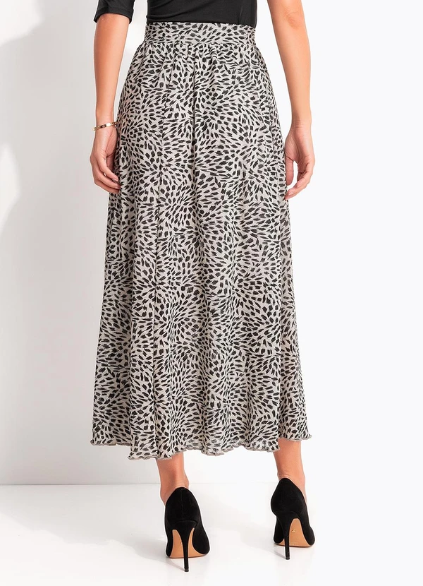 Quintess - Saia Pincelado Abstrato em Malha Plissada 2