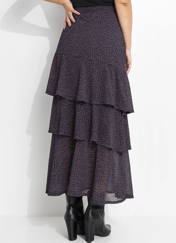 Quintess - Saia Poá Abstrato em Malha Plissada 2