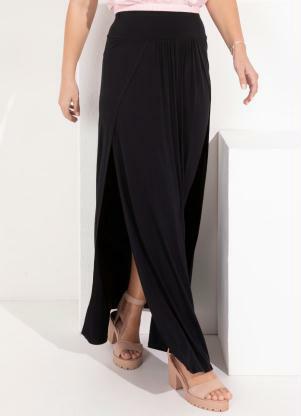 Saia (Preta) com Sobreposição Formando Fendas Saia (Preta) com Sobreposição Formando Fendas