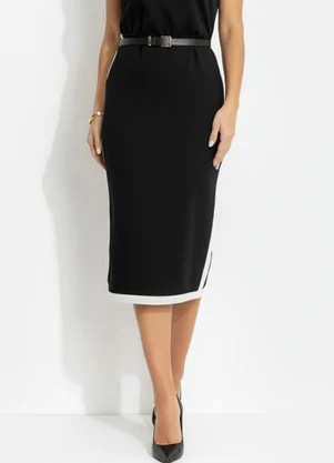 Quintess - Saia Preta em Crepe Plano - QUINTESS
