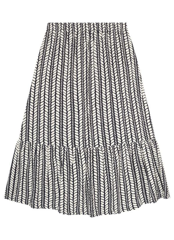 Malwee - Saia Preto Listrada Evasê em Viscolinho 3