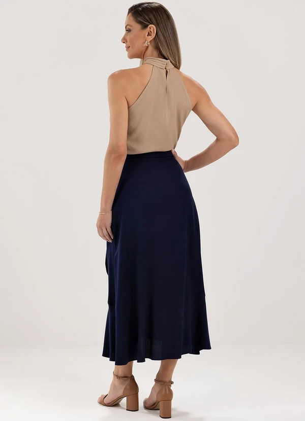 Principessa - Saia Pareô em Viscose Marinho Milena 4