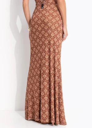 Colcci - Saia Tule Estampado Marrom - COLCCI