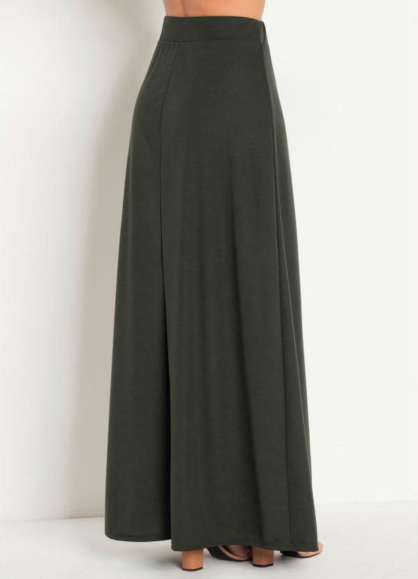 Rosalie - Saia Verde Militar Moda Evangélica com Botões 2