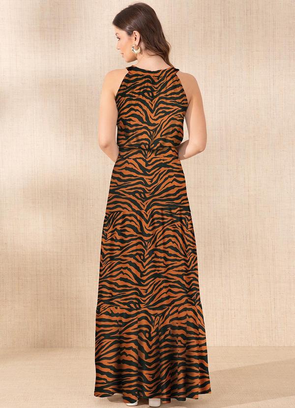 Quintess - Saia Zebra Marrom em Malha de Viscose Creponada 4