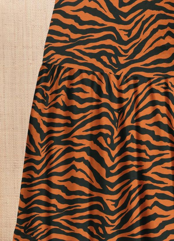 Quintess - Saia Zebra Marrom em Malha de Viscose Creponada 5