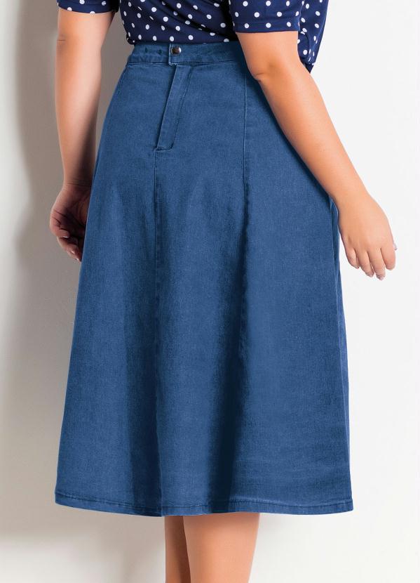 Outlet - Saia Jeans Claro Evasê 10
