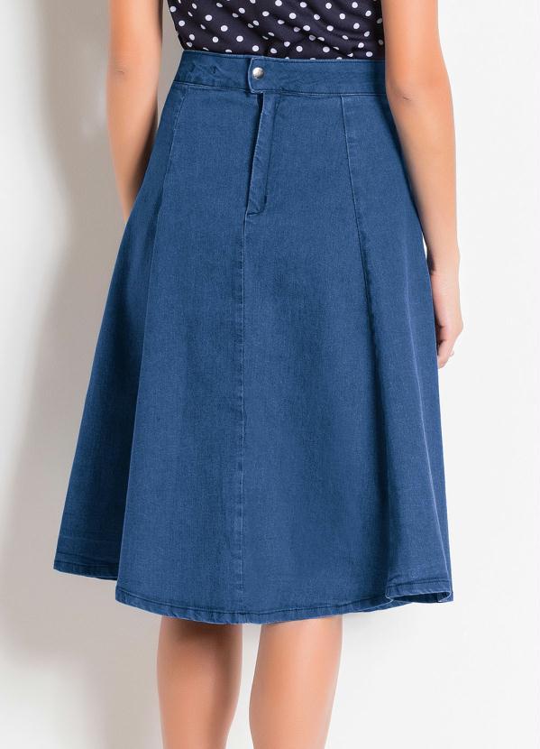 Outlet - Saia Jeans Claro Evasê 2