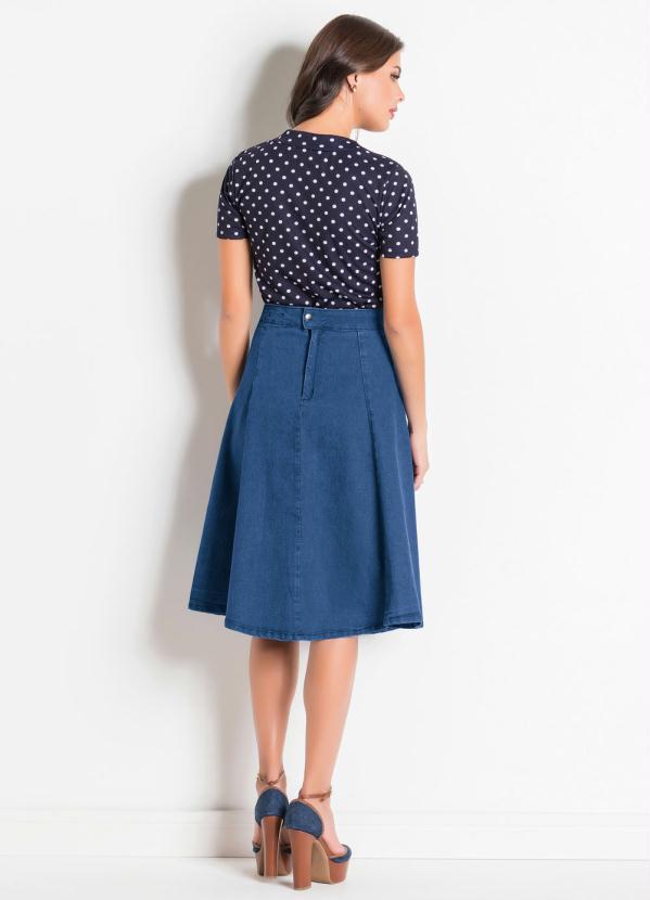 Outlet - Saia Jeans Claro Evasê 5