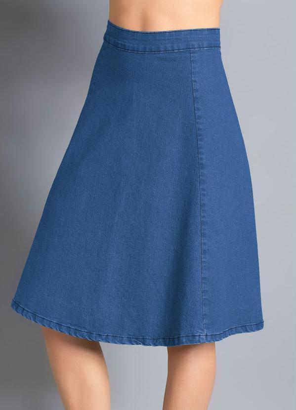 Outlet - Saia Jeans Claro Evasê 6