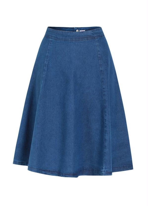 Outlet - Saia Jeans Claro Evasê 8