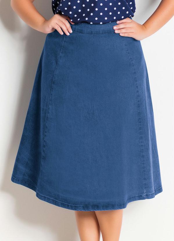 Outlet - Saia Jeans Claro Evasê 9