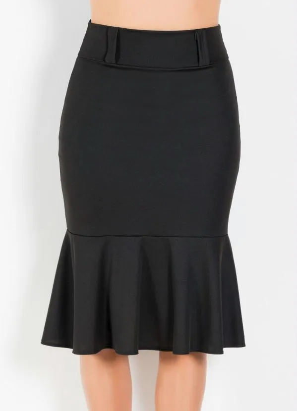 Rosalie - Saia Midi Trompete Preta 8