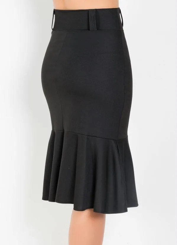 Rosalie - Saia Midi Trompete Preta 9