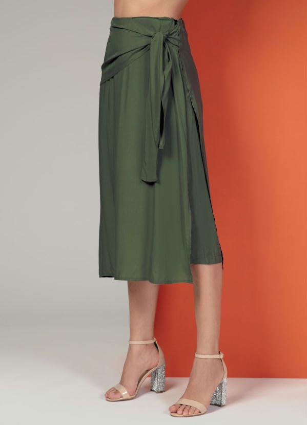 Quintess - Calça Saia Verde com Sobreposição e Amarração 3