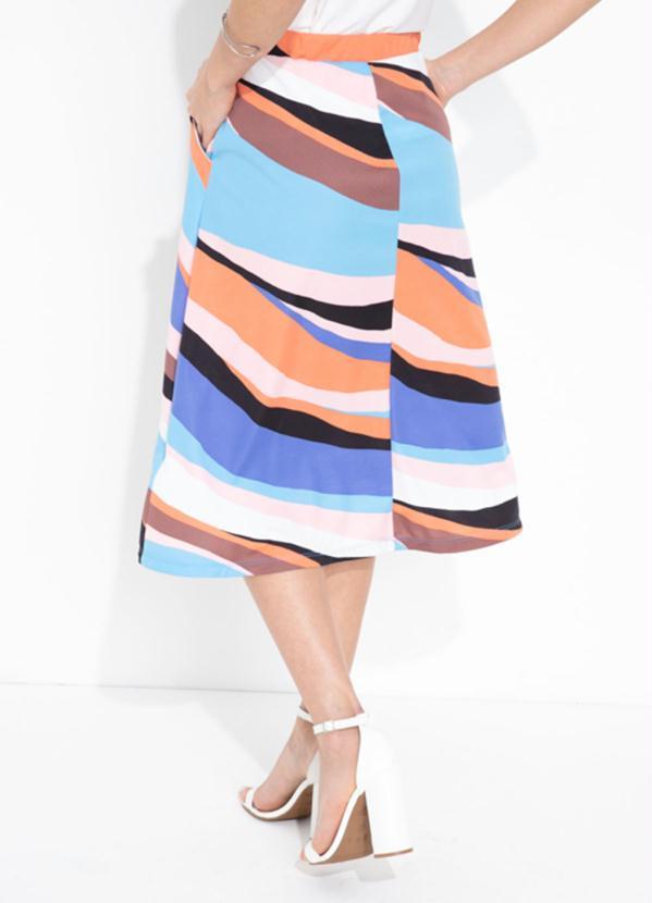 Outlet - Saia Abstrata Azul com Bolso Moda Evangélica 2