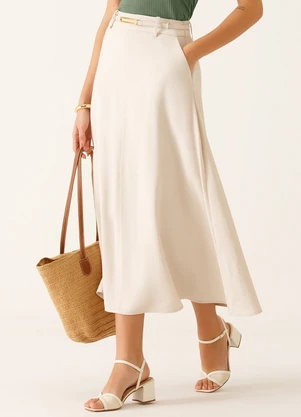 Principessa - Saia Alfaiataria Maxi Sarja Areia Gislayne - PRINCIPESSA