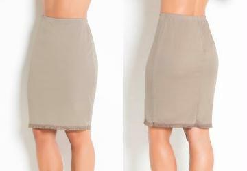 Saia Angua Bege com Renda