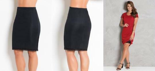 Saia Angua Preta com Renda