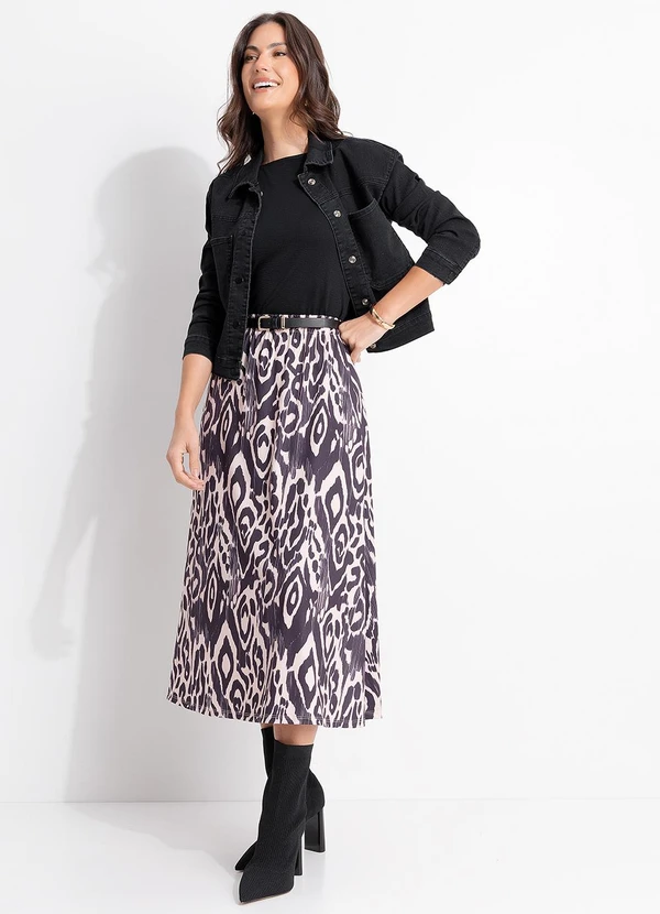 Quintess - Saia Animal Print em Malha Fria 5