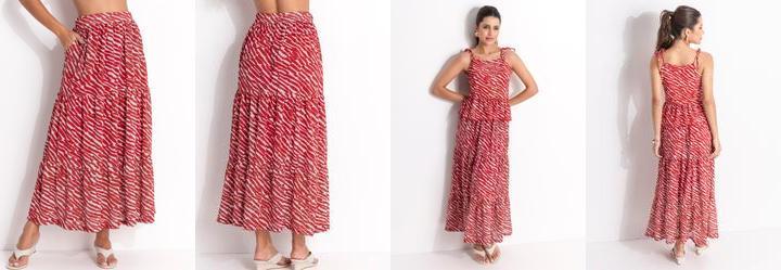 Saia Animal Print em Malha Plissada