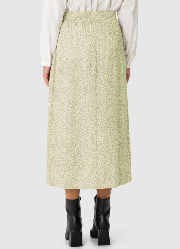 Malwee - Saia Animal Print Mídi Evasê Assimétrica Bege 2
