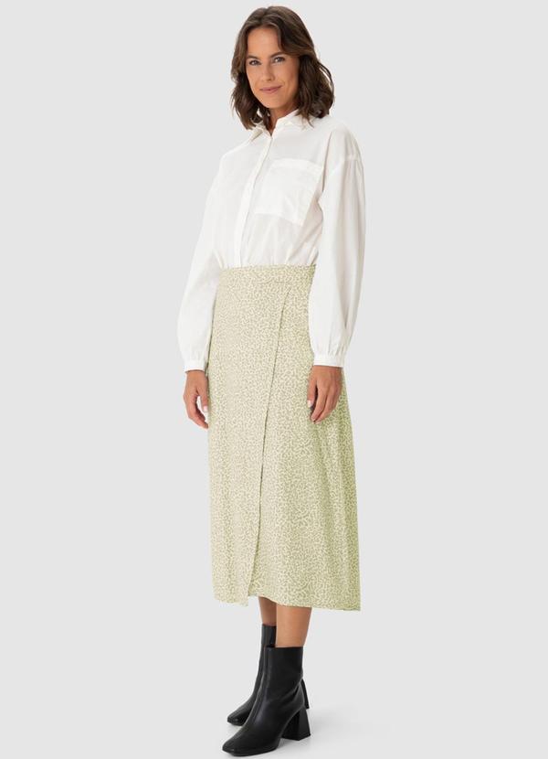 Malwee - Saia Animal Print Mídi Evasê Assimétrica Bege 3