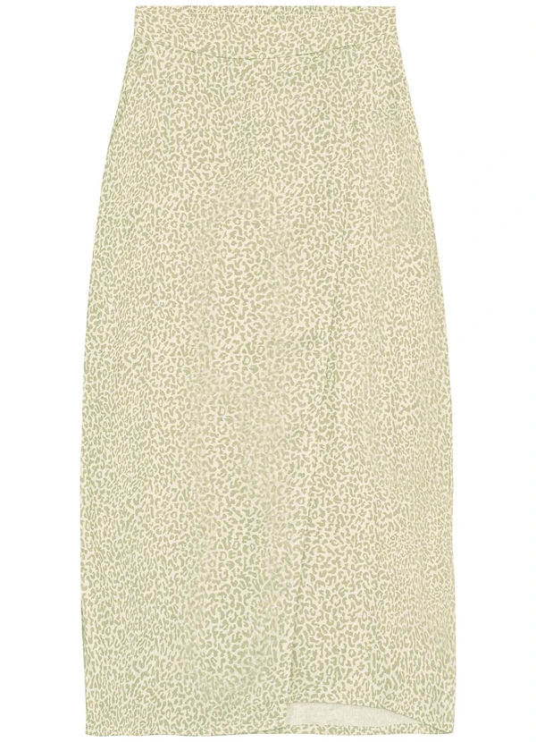 Malwee - Saia Animal Print Mídi Evasê Assimétrica Bege 5