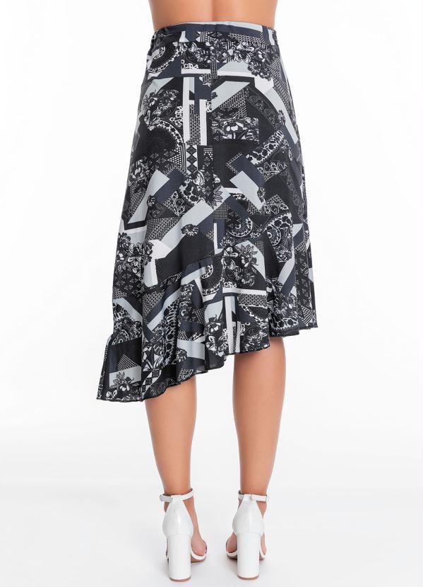 Outlet - Saia Assimétrica Mix Preta Moda Evangélica 2