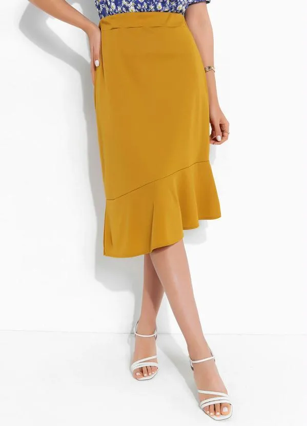 Saia Assimétrica Mostarda Rosalie