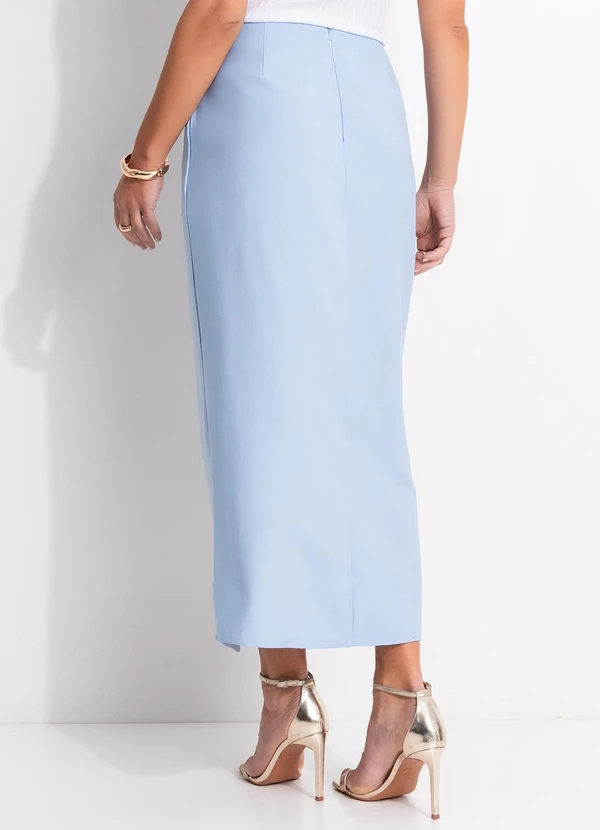 Quintess - Saia Azul Claro em Tecido Alfaiataria de Viscose 2