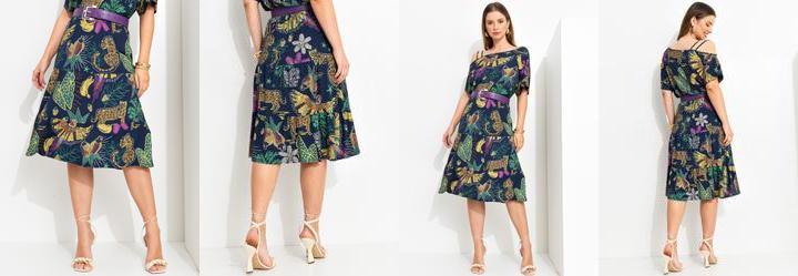 Saia Azul com Babados em Camadas