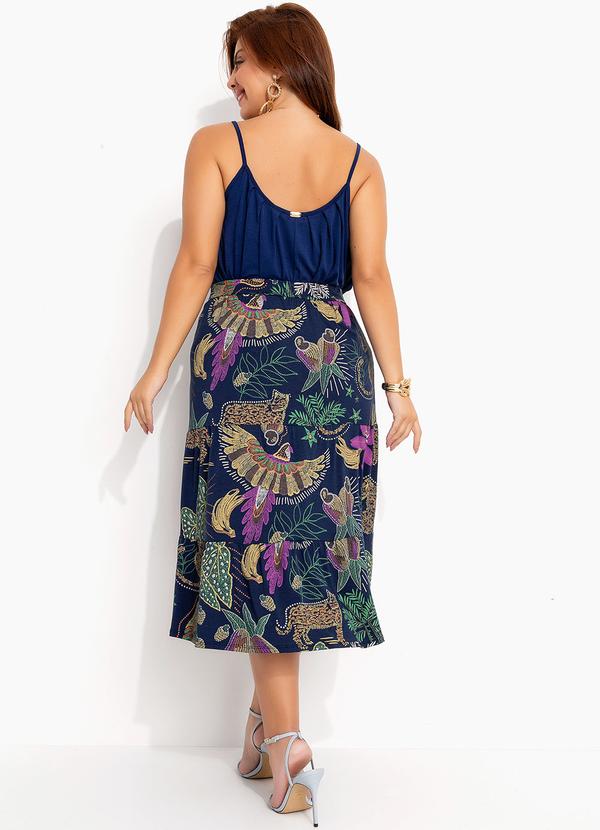 Quintess - Saia Azul com Babados em Camadas 10