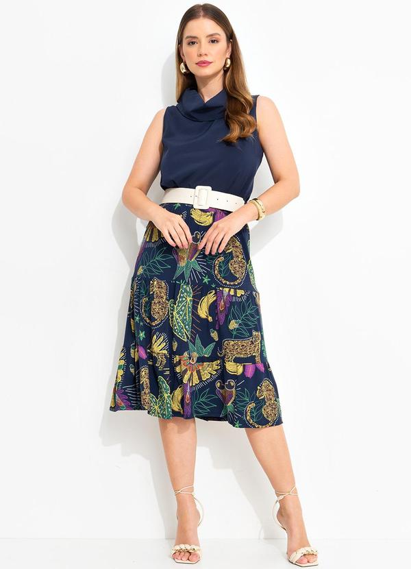 Quintess - Saia Azul com Babados em Camadas 5