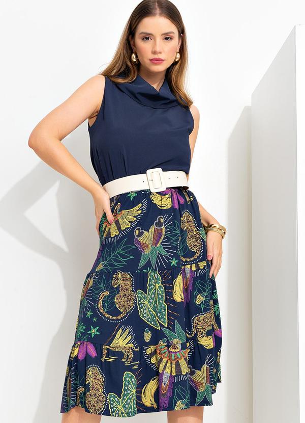 Quintess - Saia Azul com Babados em Camadas 6