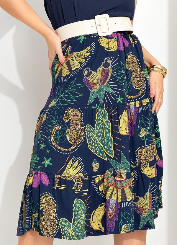 Quintess - Saia Azul com Babados em Camadas 7