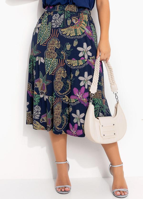 Quintess - Saia Azul com Babados em Camadas 8