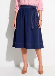 Saia Azul em Crepe Plano Saia Azul em Crepe Plano