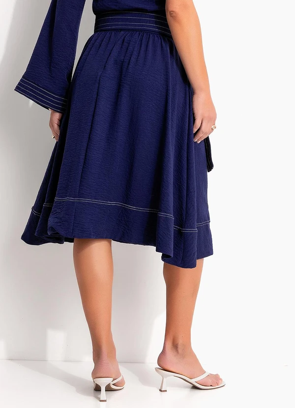 Quintess - Saia Azul em Crepe Plano 2