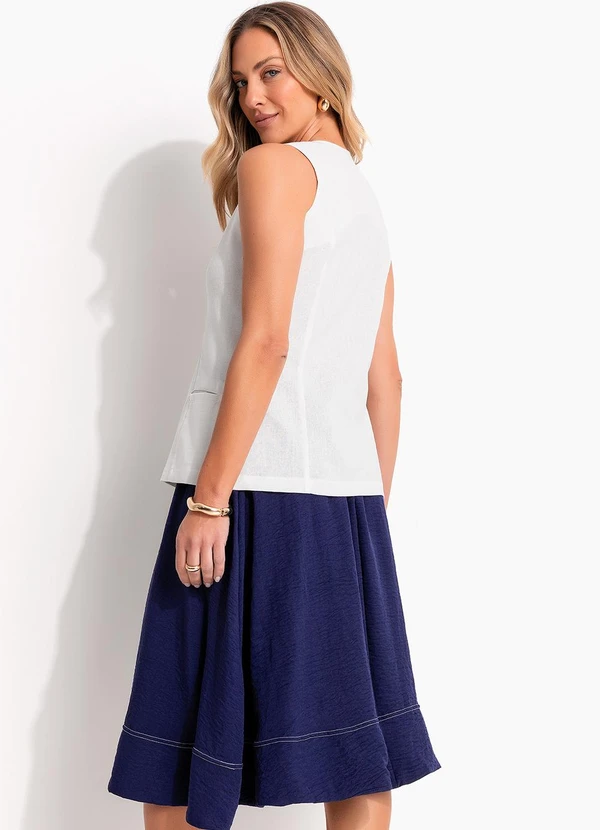 Quintess - Saia Azul em Crepe Plano 6