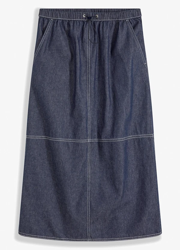 bonprix - Saia Azul em Jeans Leve 5