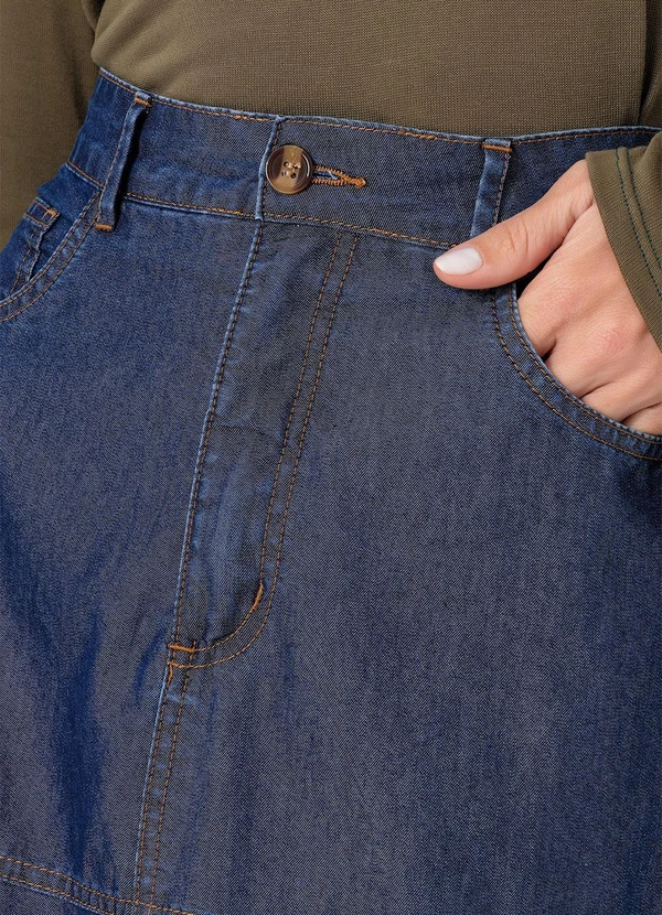 Quintess - Saia Azul Escura em Jeans Sarjado 8