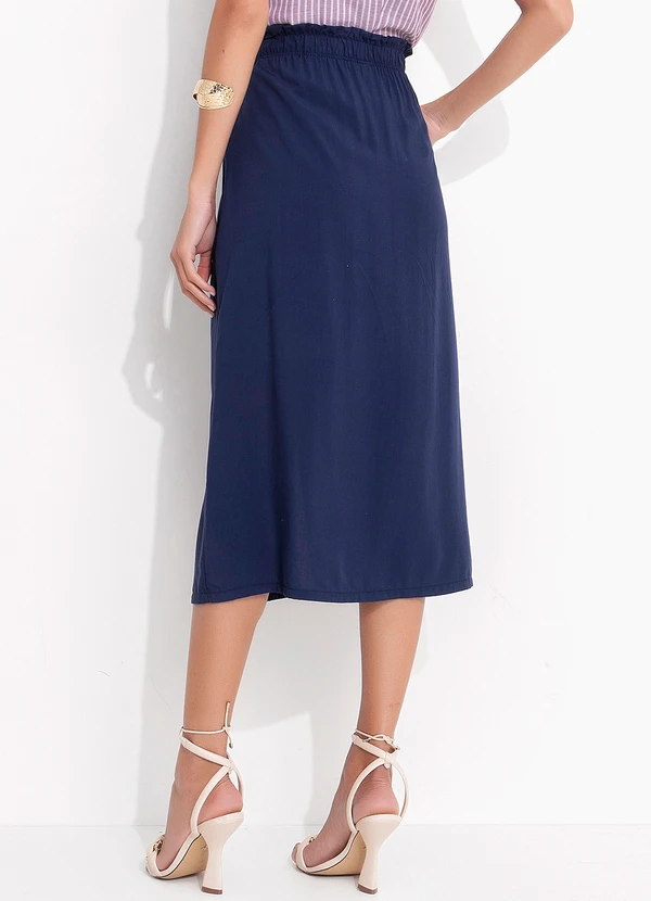 Quintess Saia Azul Marinho em Viscose Plana