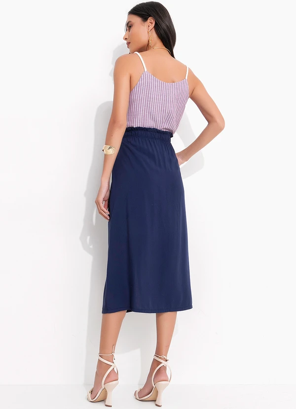 Quintess - Saia Azul Marinho em Viscose Plana 4