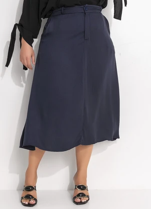 Quintess - Saia Azul Marinho em Viscose Plana - QUINTESS