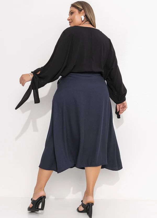 Quintess - Saia Azul Marinho em Viscose Plana 10