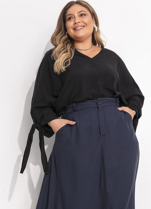 Quintess - Saia Azul Marinho em Viscose Plana 11