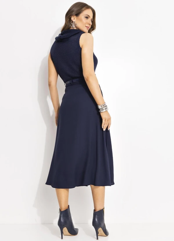 Quintess - Saia Azul Marinho em Viscose Plana 4